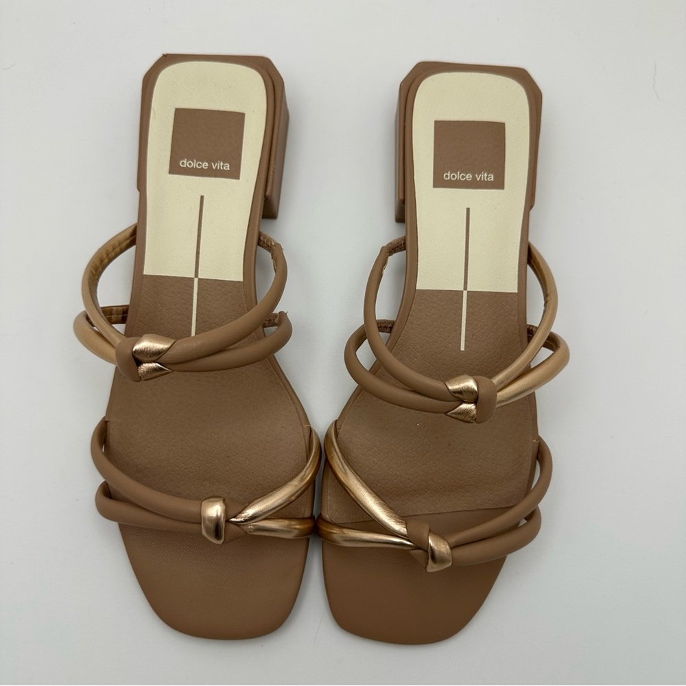 Dolce Vita Harli Sandals 7M Women Slip on Shoes Faux Leather rose gold heel NWOT - Picture 5 of 10